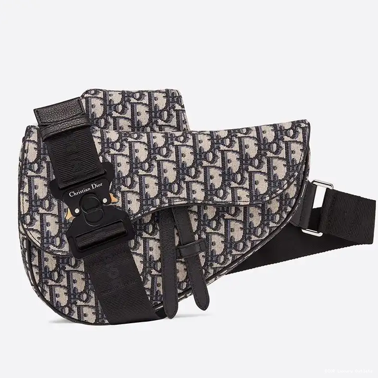 Dior Canvas Motif Crossbody Blue Oblique Saddle 0604 Luxury